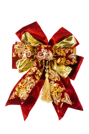 Red gift bow isolated on white background,ribbon bowの写真素材