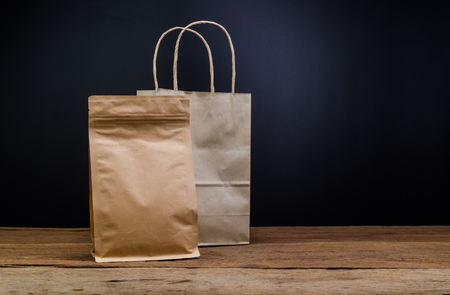 Brown Kraft Paper Bag,Aluminium foil coffee bagの写真素材