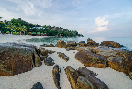 white sand beach at the south of Thailandの写真素材