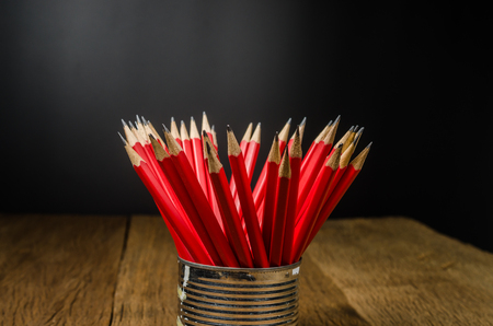 wooden pencil in tin can , Idea for offices, schools, home,の写真素材