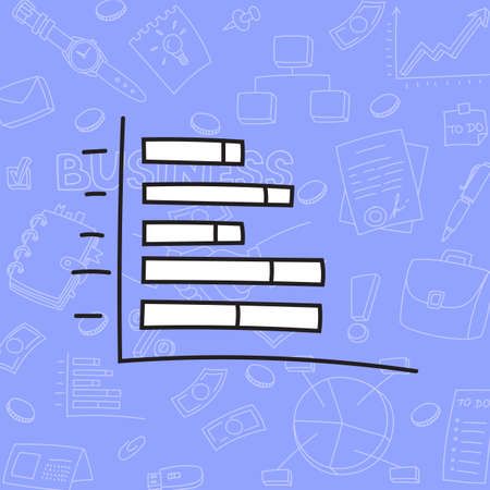 Business doodle icon. Hand drawn sketch. Coloring page. Vector illustration isolated on color...