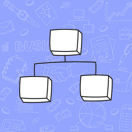 Business doodle icon. Hand drawn sketch. Coloring page. Vector illustration isolated on color...