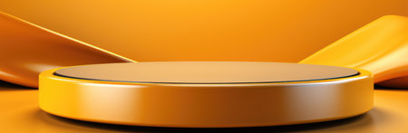 A large podium in the form of a fashionable round platform for demonstrating products. Fashionable interior style.の素材