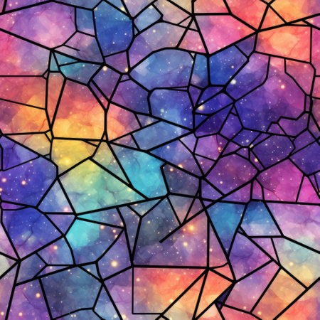 Stained glass window depicting stars in the night skyの素材