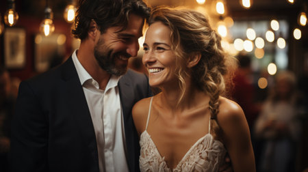 Man and woman standing togetherの素材