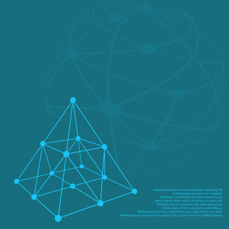 Wire frame shape. Pyramid with connected lines and dots. vector illustration design