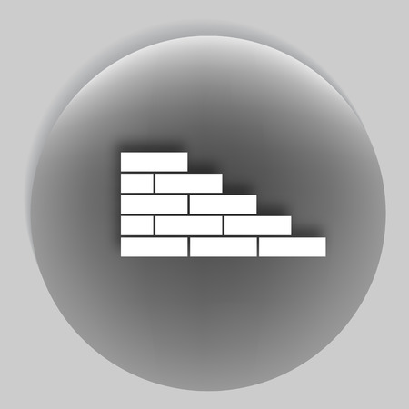 Flat paper cut style icon of brickwork fragment. Vector illustrationのイラスト素材