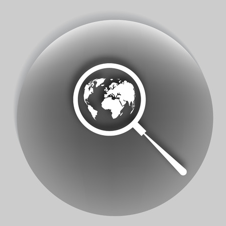 Analyzing the world. Magnifier glass with globe vector illustrationのイラスト素材