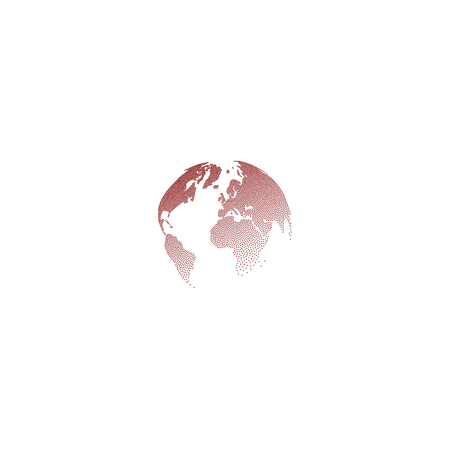 Flat paper cut style icon of globe. Vector illustrationのイラスト素材