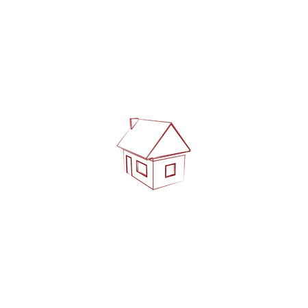 Flat paper cut style icon of house model vector illustrationのイラスト素材