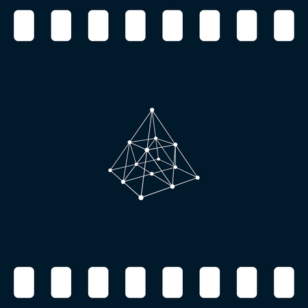Wire frame shape. Pyramid with connected lines and dots. Vector Illustrationのイラスト素材