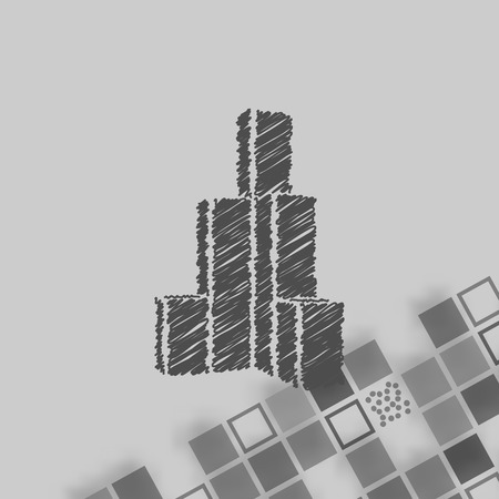 Flat paper cut style icon of sketchy building vector illustrationのイラスト素材