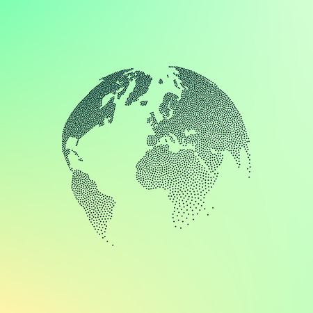 Flat paper cut style icon of globe. Vector illustrationのイラスト素材