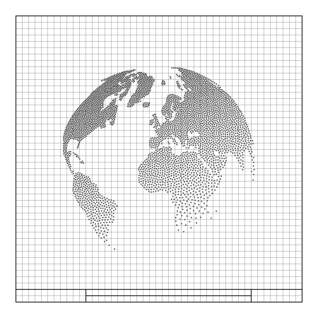 Flat paper cut style icon of globe. Vector illustrationのイラスト素材