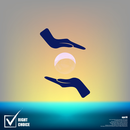 Soap bubble and hands stock vector icon illustrationのイラスト素材