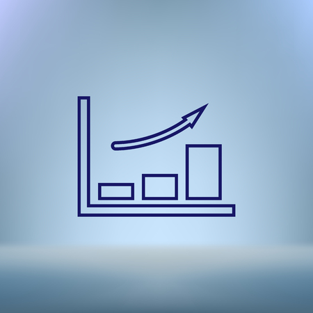 Flat paper cut style icon of a diagram. Vector illustrationのイラスト素材