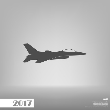 Jet fighter icon. Vector airplane silhouette isolated on white background.のイラスト素材