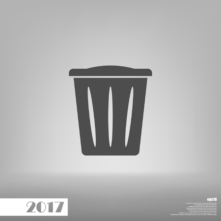 Flat paper cut style icon of trash can. Vector illustrationのイラスト素材