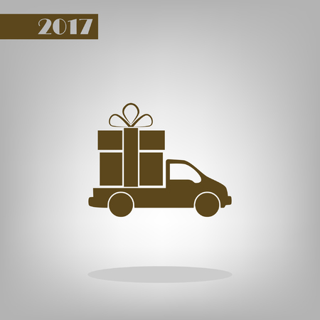 Flat paper cut style icon of vehicle. Delivery car symbol vector illustrationのイラスト素材