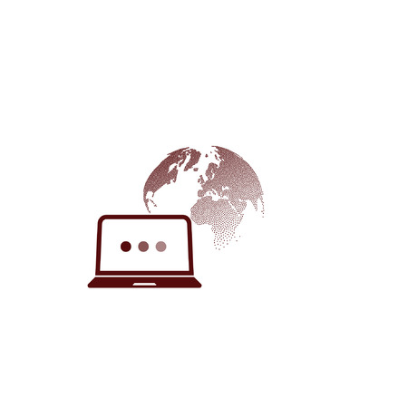 computer monitor and earth globe iconのイラスト素材