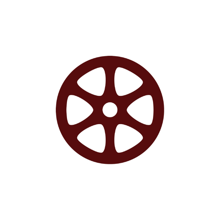 Flat paper cut style icon of old tape spool. Vector illustrationのイラスト素材