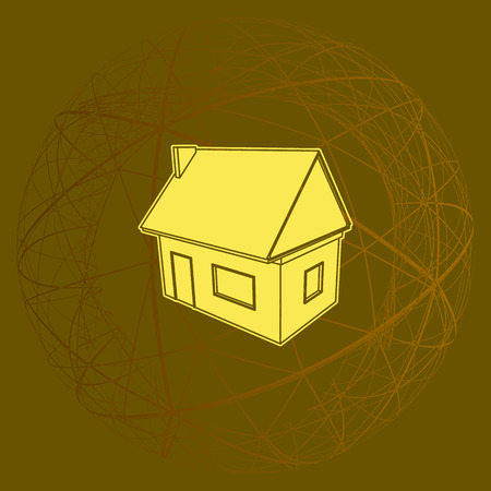 Flat paper cut style icon of house model vector illustrationのイラスト素材