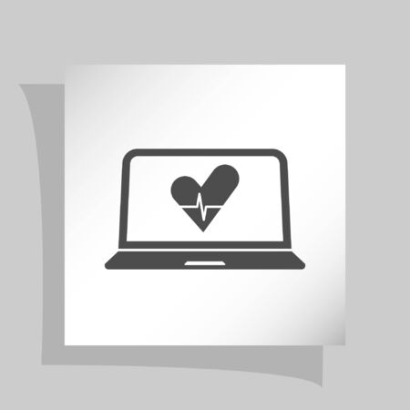 Flat paper cut style icon of laptop computer. Vector illustrationのイラスト素材
