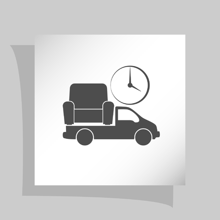 Flat paper cut style icon of vehicle. Delivery car symbol vector illustrationのイラスト素材