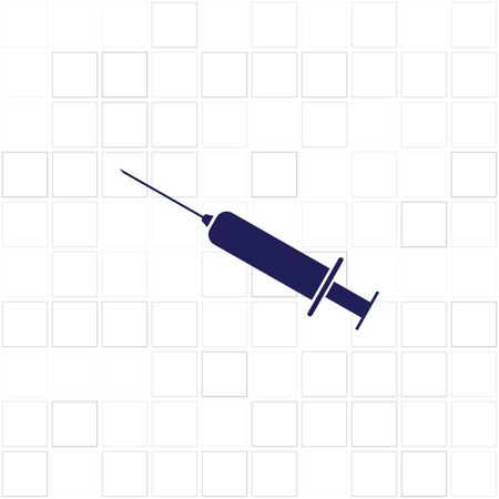 Syringe icon. Vaccine, vaccination, injection, shot, flu. Disposable syringe isolated on white background. Medical equipment. Vectorのイラスト素材