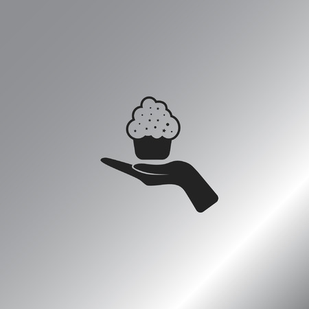 Flat paper cut style icon of cake. Vector illustrationのイラスト素材