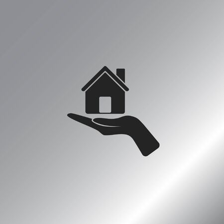 Home on the hand vector iconのイラスト素材