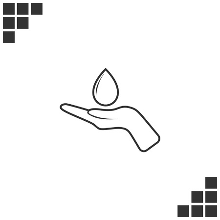 Hand and water drop iconのイラスト素材