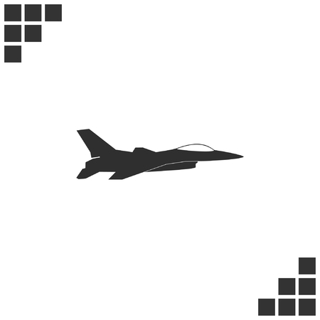 Jet fighter icon. Vector airplane silhouette isolated on white background.のイラスト素材