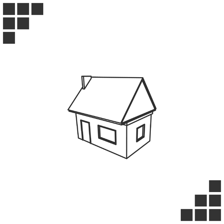 Flat paper cut style icon of house model vector illustrationのイラスト素材