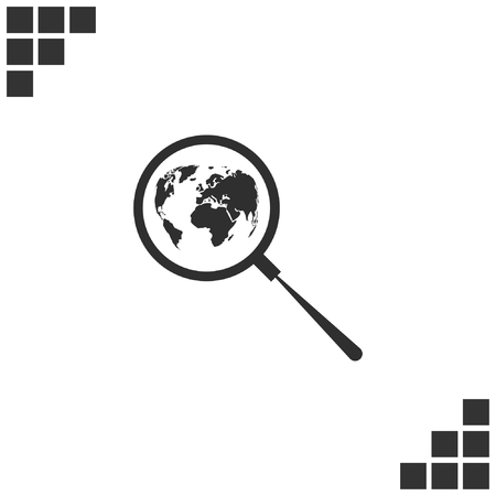 Analyzing the world. Magnifier glass with globe vector illustrationのイラスト素材