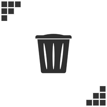 Flat paper cut style icon of trash can. Vector illustrationのイラスト素材