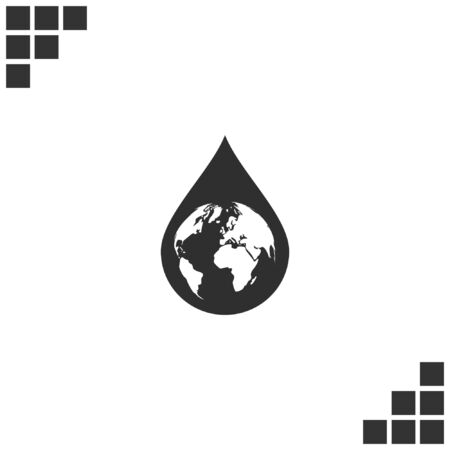Earth in water-drop stock vector icon illustrationのイラスト素材