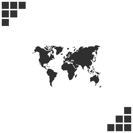 Flat paper cut style icon of World Map. Vector illustrationのイラスト素材