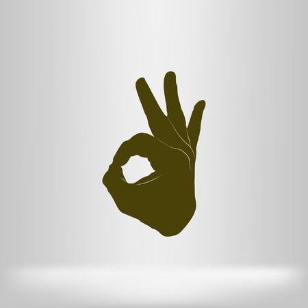 Human hand, showing OK sight, fingers showing symbol of a great state. OK iconのイラスト素材