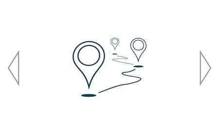 Flat route location vector icon. Concept of path or road. Journey illustration.のイラスト素材