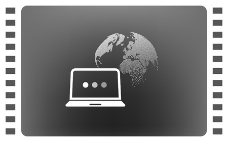 Computer monitor and earth globe iconのイラスト素材