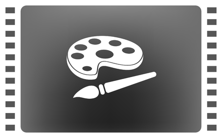 Paint brush with palette icon. Flat design style.のイラスト素材