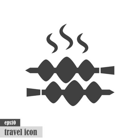 BBQ, barbeque outdoor grill line iconのイラスト素材