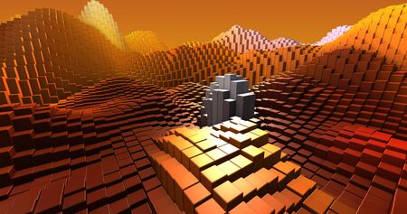 Colorful 3D rendering. Blocks, geometric structure, shape composition. For web page, wallpaper,...