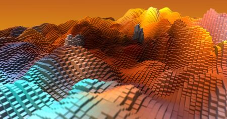Colorful 3D rendering. Blocks, geometric structure, shape composition. For web page, wallpaper, graphic design, catalog, texture or backgroundの写真素材
