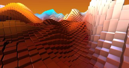 Colorful 3D rendering. Blocks, geometric structure, shape composition. For web page, wallpaper, graphic design, catalog, texture or backgroundの写真素材