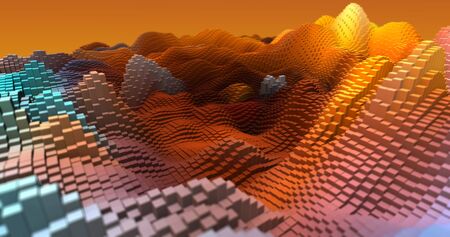 Colorful 3D rendering. Blocks, geometric structure, shape composition. For web page, wallpaper, graphic design, catalog, texture or backgroundの写真素材