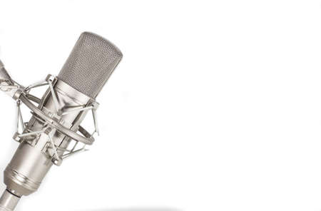 Isolated Condenser studio microphone on white backgroundの写真素材