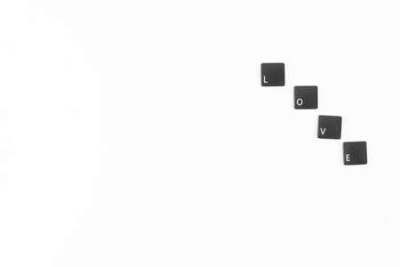 love word written with black computer keyboard keys の写真素材