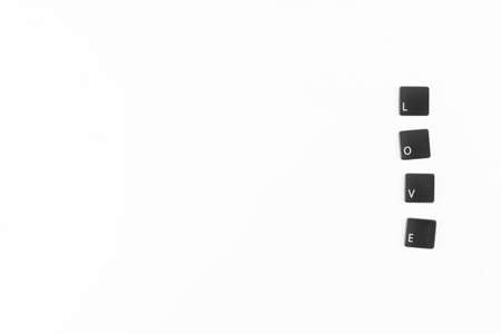 love word written with black computer keyboard keys の写真素材